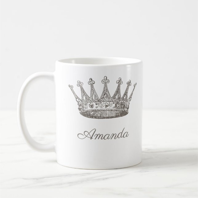 Personalised Princess Crown Tiara Coffee Mug (Left)