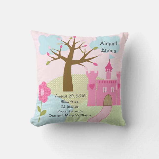 Personalised Princess Dream/Castle Keepsake Pillow (Front)