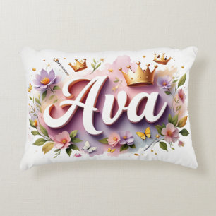 Personalised  Princess Floral Name  Decorative Cushion