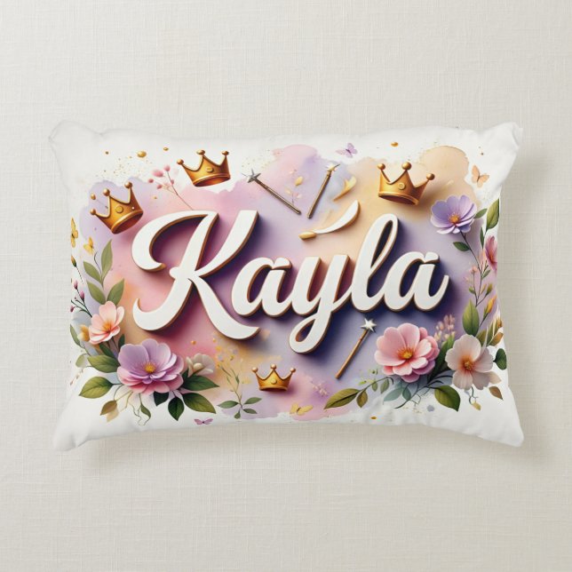 Personalised  Princess Floral Name  Decorative Cushion (Front)
