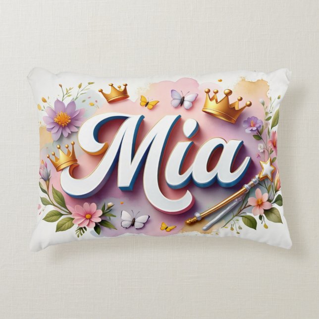Personalised  Princess Floral Name  Decorative Cushion (Front)
