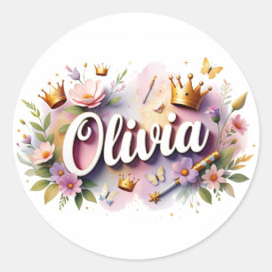 Personalised  Princess Floral Name Stickers
