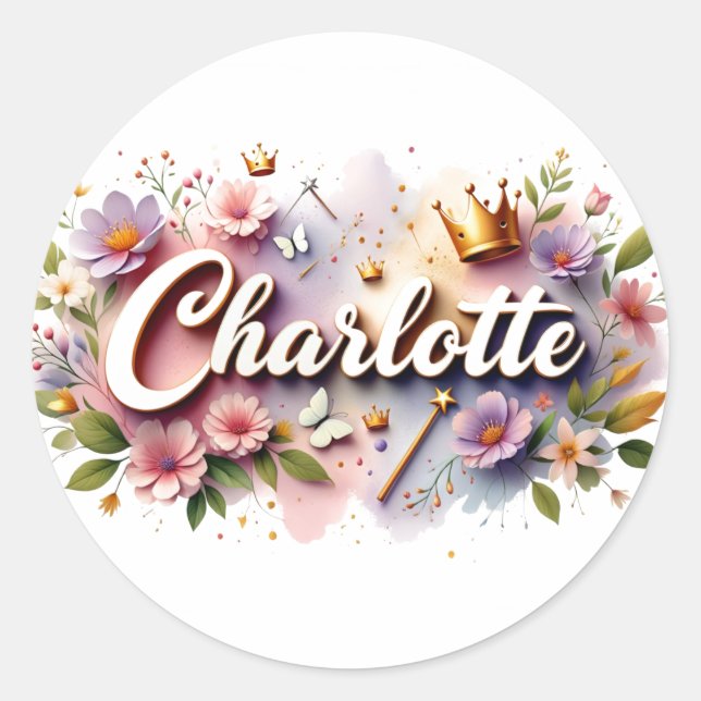 Personalised  Princess Floral Name Stickers  (Front)