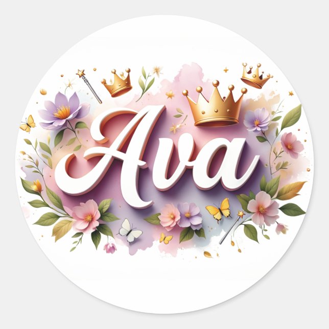 Personalised  Princess Floral Name Stickers  (Front)