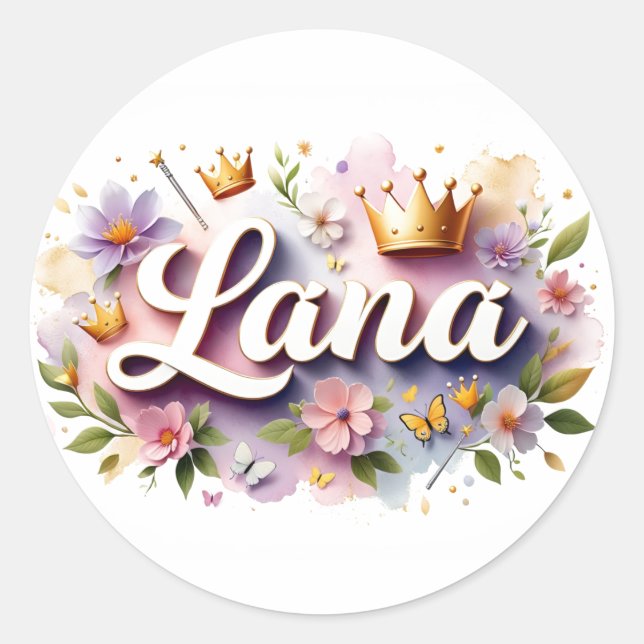 Personalised  Princess Floral Name Stickers (Front)