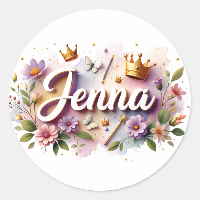 Personalised  Princess Floral Name Stickers  (Front)