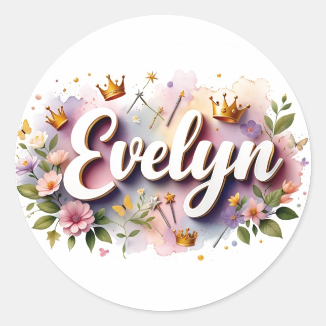 Personalised  Princess Floral Name Stickers  (Front)