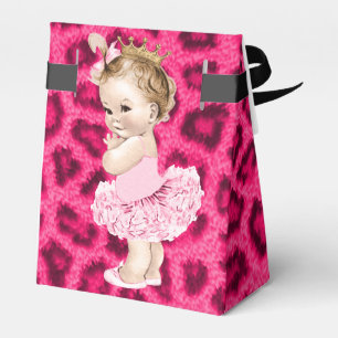 Personalised Princess in Tutu Baby Shower Leopard Favour Box