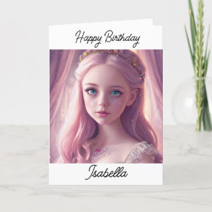 Personalised Princess Little Girl's Birthday Card