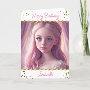 Personalised Princess Little Girl's Birthday Card