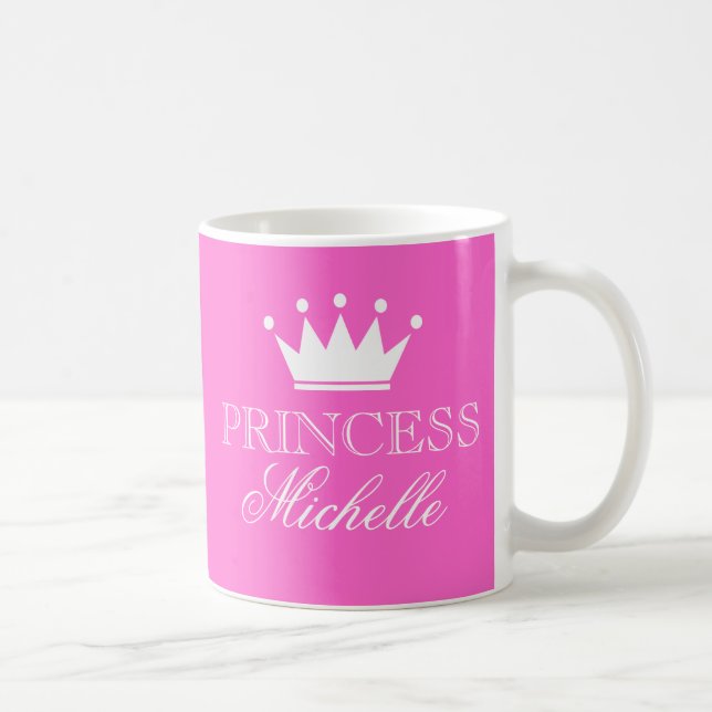 Personalised princess mug in pink with custom name (Right)
