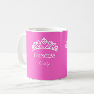 Personalised princess mug in pink with name