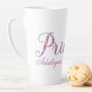 Personalised Princess Sparkle Pink Diamond Latte Mug