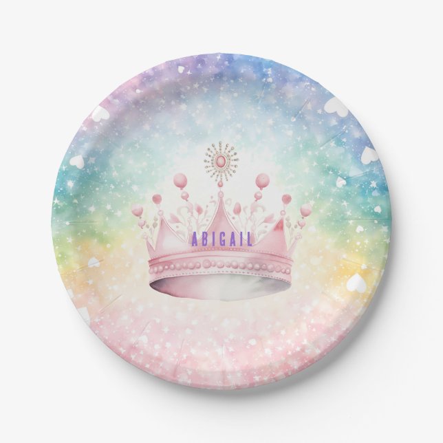 Personalised Princess Tiara Birthday Paper Plate (Front)
