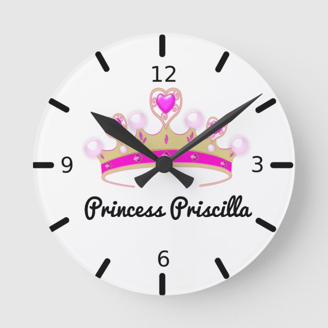Personalised Princess Tiara Round Clock (Front)