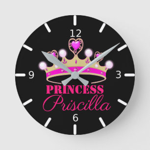 Personalised Princess Tiara Round Clock