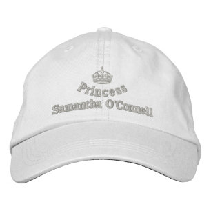 Personalised princess with royal crown embroidered hat