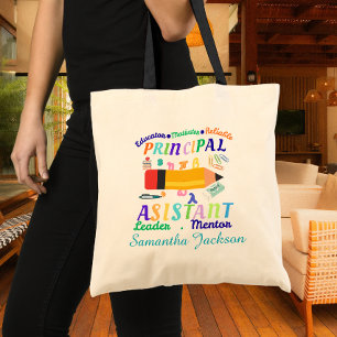 Personalised principal assistant teacher's day tote bag
