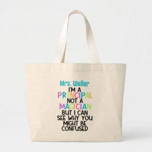 Personalised Principal Back to school Funny  Large Tote Bag