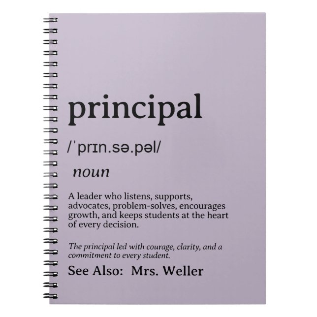 Personalised Principal Definition Leadership Notebook (Front)