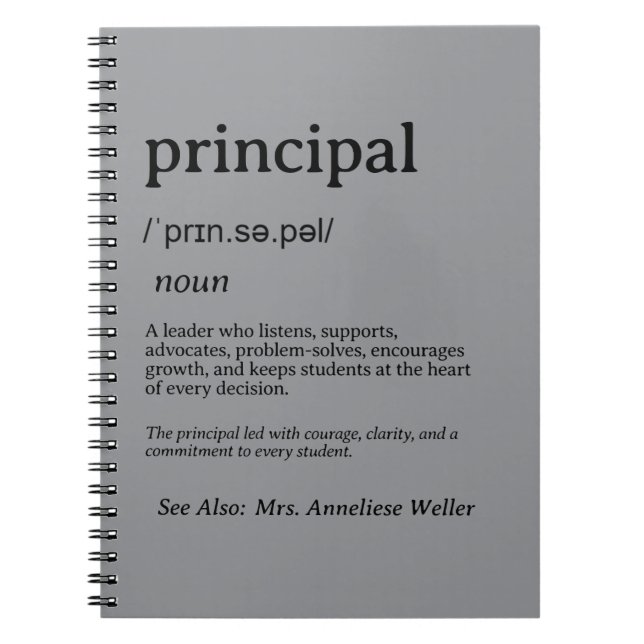 Personalised Principal Definition Notebook (Front)