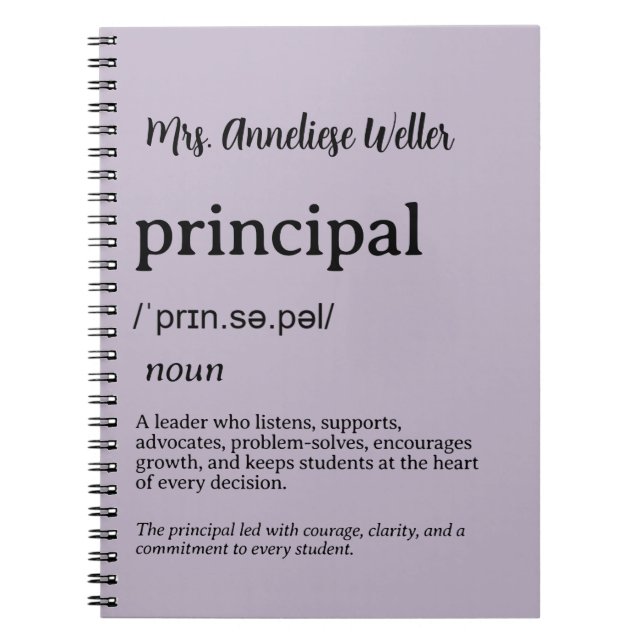 Personalised Principal Definition Notebook (Front)
