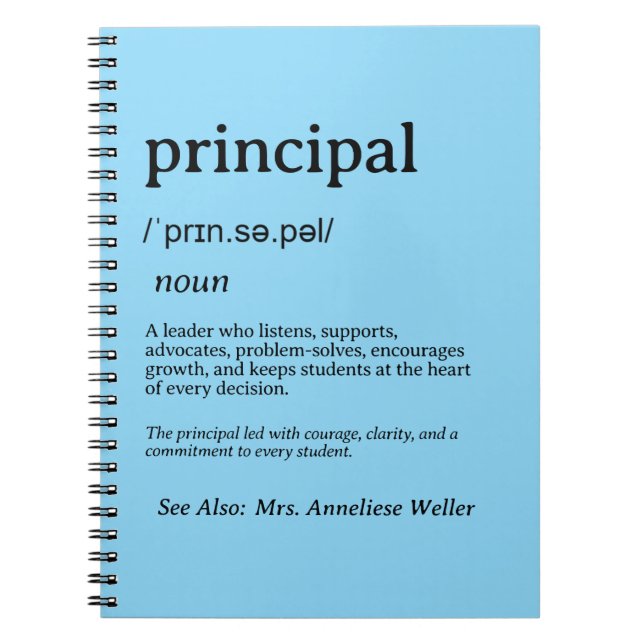 Personalised Principal Definition Notebook (Front)