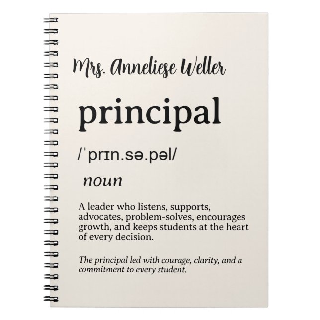 Personalised Principal Definition Notebook (Front)