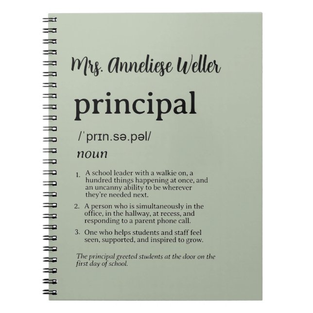 Personalised Principal Funny Definition Notebook (Front)