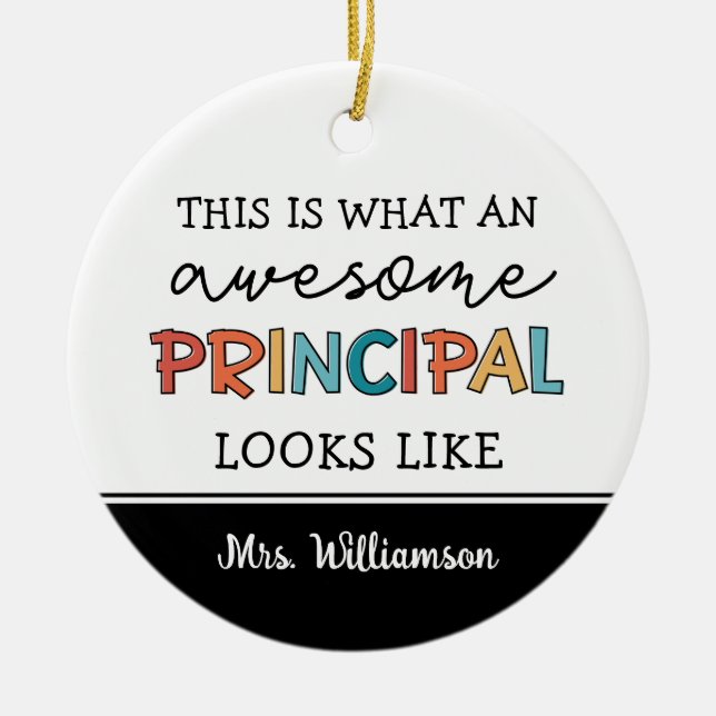 Personalised Principal Funny School Principal Ceramic Tree Decoration (Front)