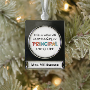 Personalised Principal Funny School Principal Silver Plated Banner Ornament