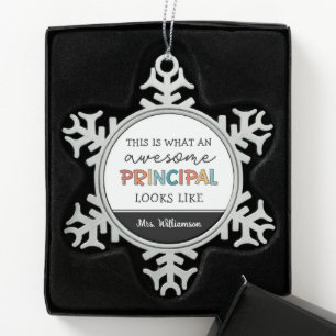 Personalised Principal Funny School Principal Snowflake Pewter Christmas Ornament