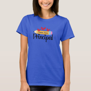 Personalised Principal Pencil Custom Name  T-Shirt