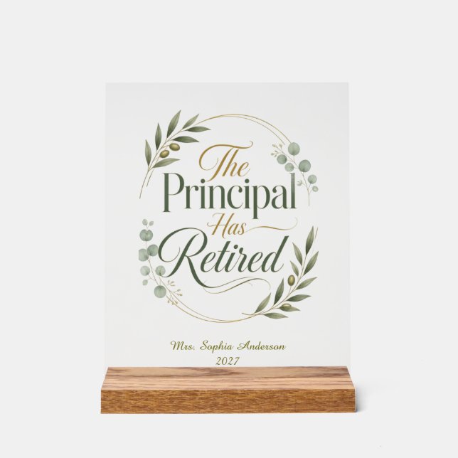 Personalised Principal Retirement Gift Acrylic Sign (Front)