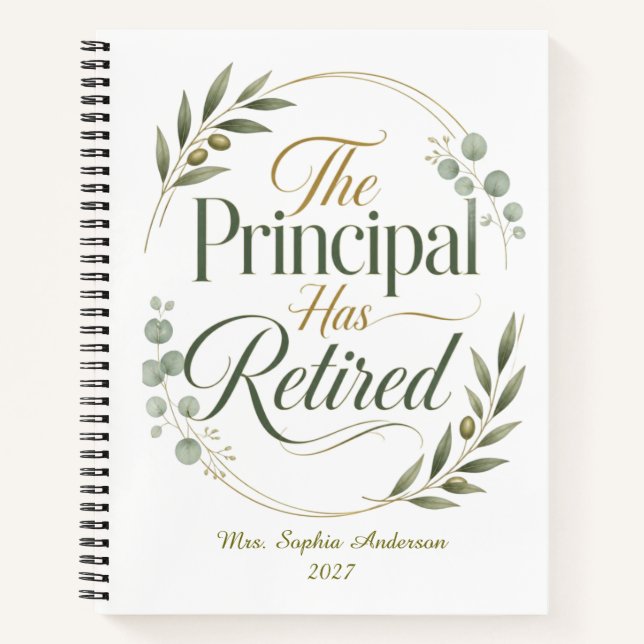 Personalised Principal Retirement Gift Notebook (Front)
