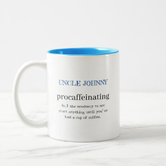 Personalised Procaffeinating Blue Two-Tone Coffee Mug