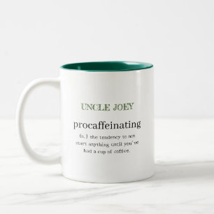 Personalised Procaffeinating Green Two-Tone Coffee Mug