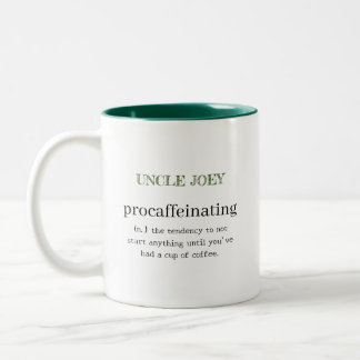 Personalised Procaffeinating Green Two-Tone Coffee Mug
