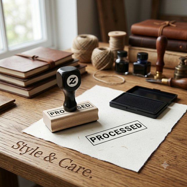 Personalised PROCESSED Label Wood Art Rubber Stamp (Personalized PROCESSED Label Wood Art Rubber Stamp)