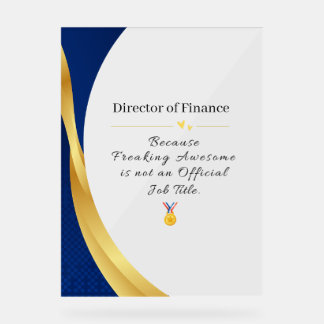 Personalised Profession – Elegant Gold & Blue Acrylic Sign