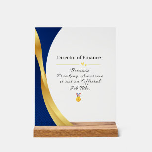 Personalised Profession – Elegant Gold & Blue  Acrylic Sign