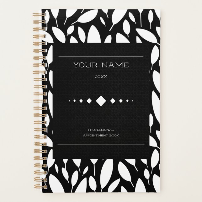 Personalised professional appointment black white  planner (Front)