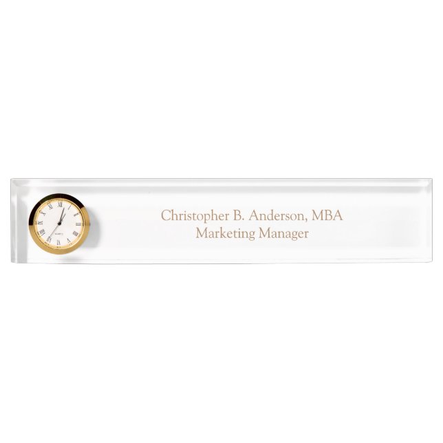 Personalised Professional Business Corporate Clock Nameplate (Front)
