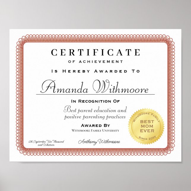 Personalised Professional diploma certificate Poster (Front)