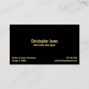 Personalised Professional Elegant Black Faux Gold Business Card