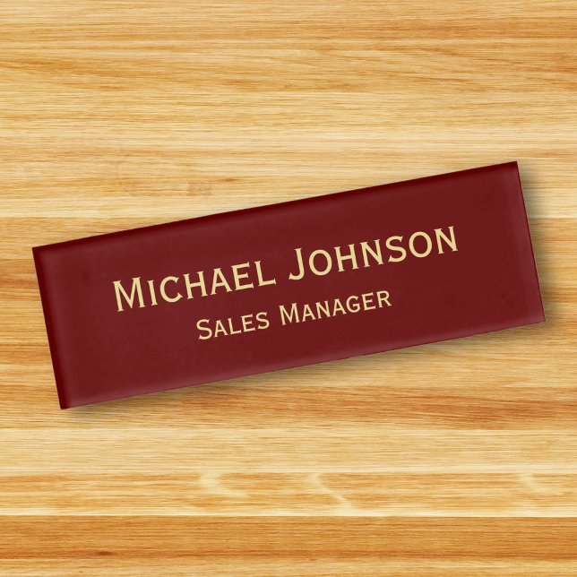 Personalised Professional Elegant Faux Gold Maroon Name Tag (Personalized Professional Elegant Faux Gold Maroon Name Tag)