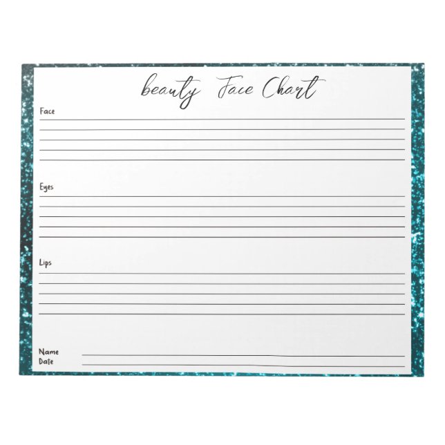 Personalised professional  Makeup Face Chart Notepad (Front)