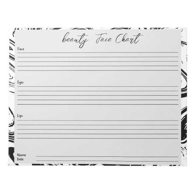 Personalised professional  Makeup Face Chart Notepad (Front)