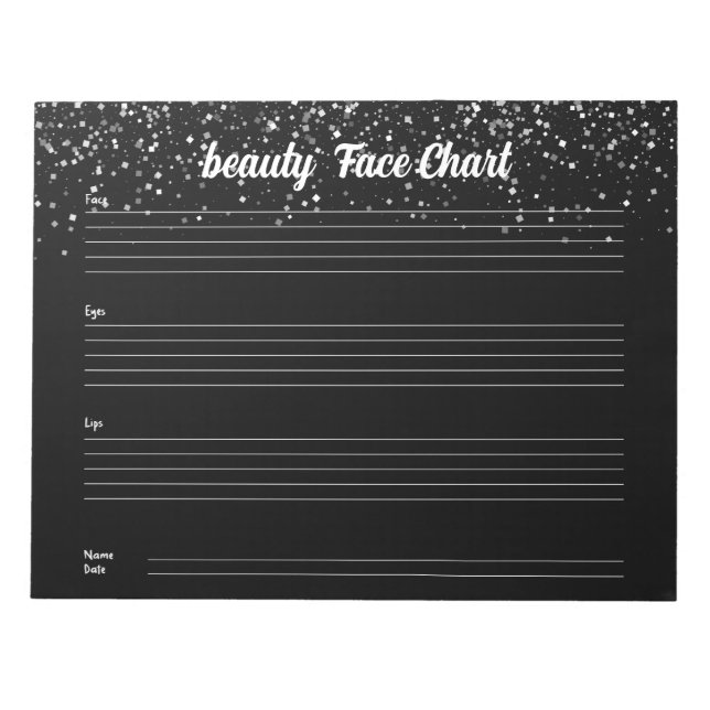 Personalised professional Makeup Face Chart Notepad (Front)