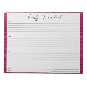 Personalised professional Makeup Face Chart Notepad